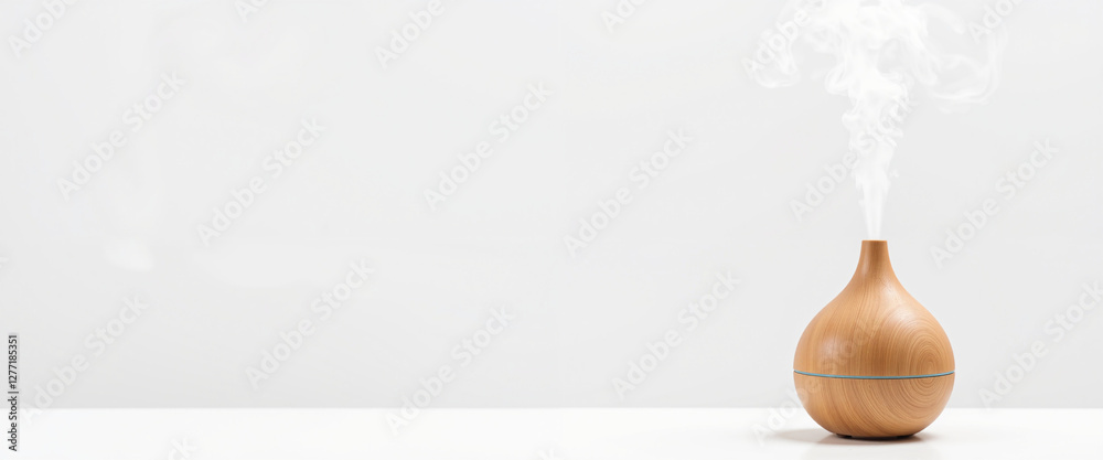 Aromatic diffuser releasing soothing mist in a minimalist setting creating a calming atmosphere for relaxation and stress relief Aromatic diffuser releasing soothing mist in a minimalist setting creating a calming atmosphere for relaxation and stress relief
