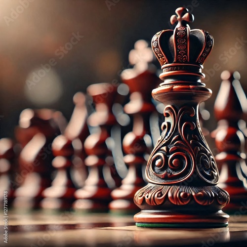 Dramatic illustration on chess stones and strategic game
