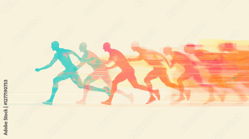 Sprinter taking off from the starting line in a high fidelity image. Sprinter taking off from the starting line in a high fidelity image.