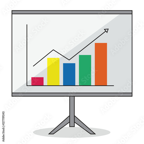 progression bar on presentation screen / cartoon vector and illustration, isolated on white background.