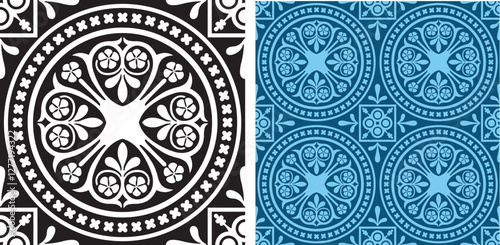 A vintage retro floral repeating seamless tile design. 