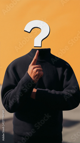 Person With a Question Mark Head Gesture on Bold Colored Background
