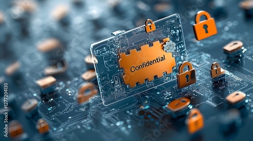 Transparent and floating folder labeled  Confidential HR Documents  with security lock symbols representing the need for secure handling of sensitive corporate data and personnel records