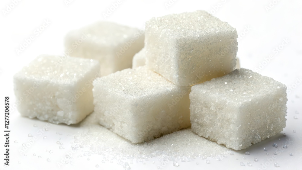 Sugar Cubes on White Background