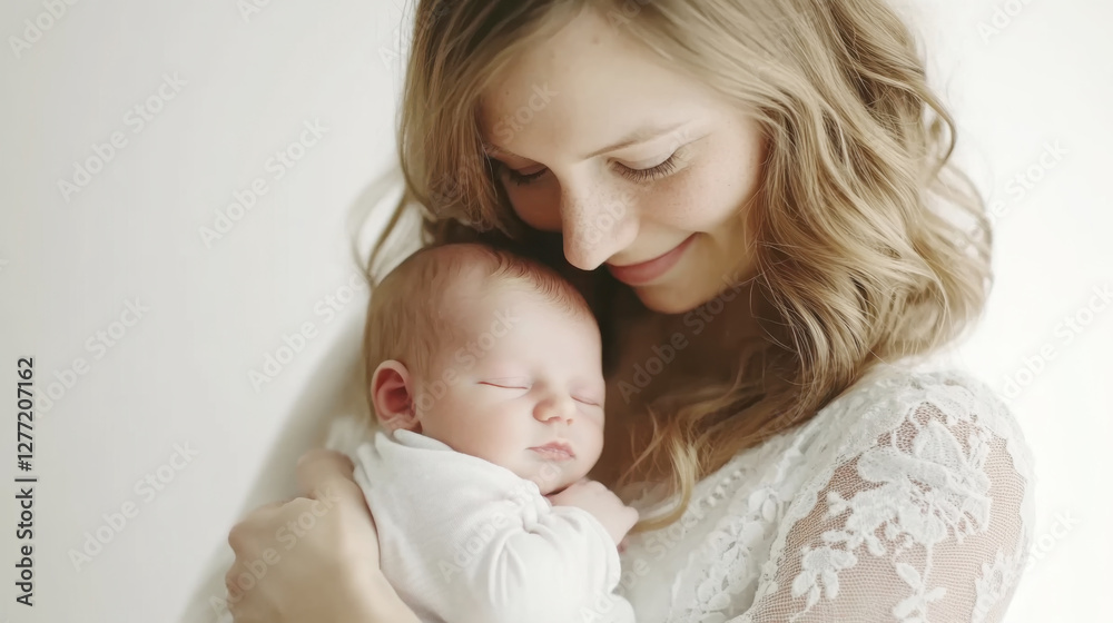 Tender moment: mother embracing newborn, capturing love and bonding Tender moment: mother embracing newborn, capturing love and bonding