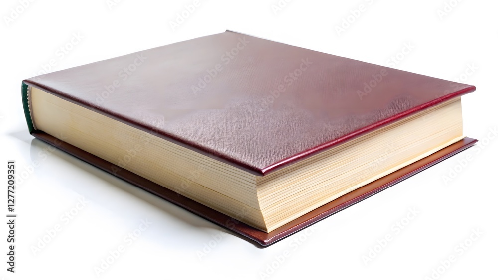 Hardcover Book, Maroon Cover, Isolated on White Background Hardcover Book, Maroon Cover, Isolated on White Background