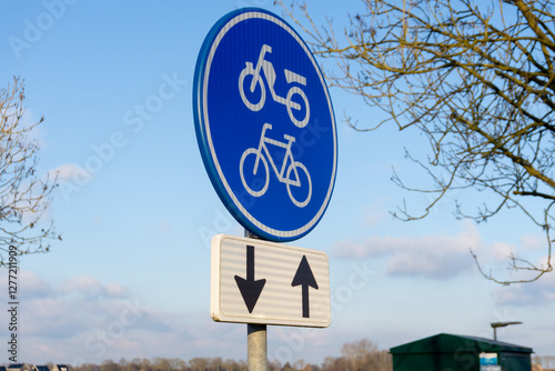 Bike lane sign in Giethoorn, Netherlands