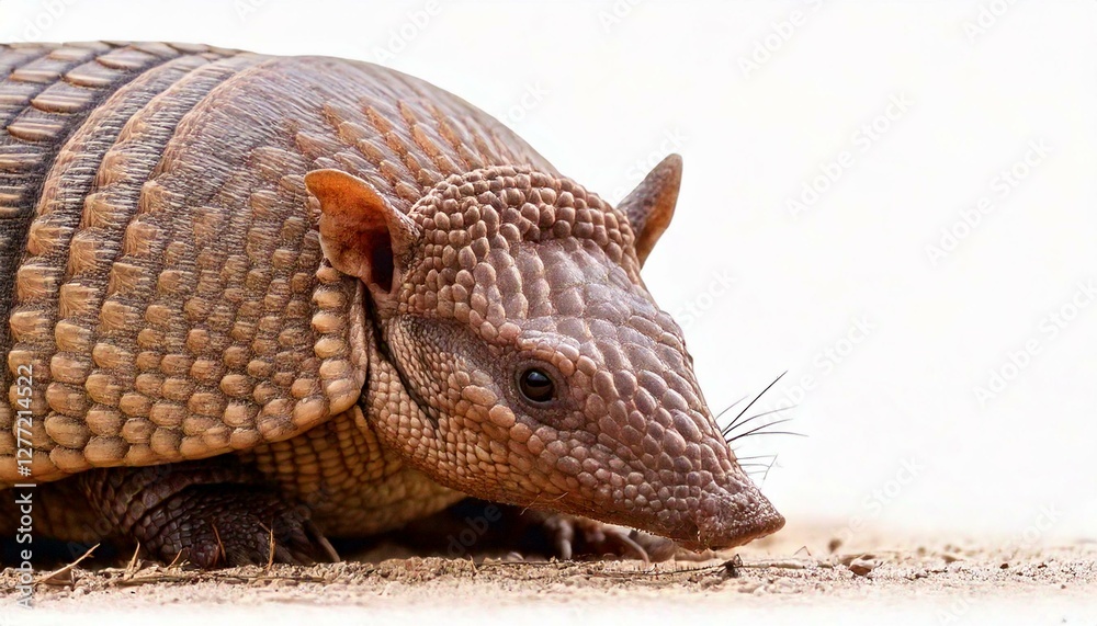 armadillo relaxing on the ground. isolated white background. copy space armadillo relaxing on the ground. isolated white background. copy space