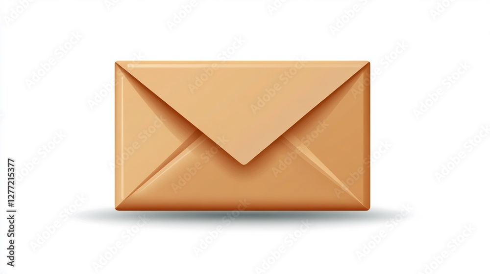 Minimalistic email icon with a clean envelope design isolated on a transparent background perfect for digital marketing or communication branding