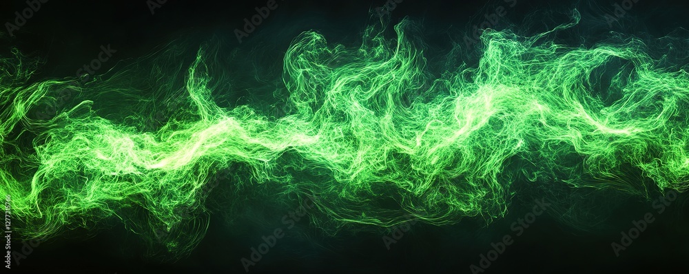 Fototapeta premium Dynamic green flame abstract art digital creation modern aesthetic futuristic environment unique perspective