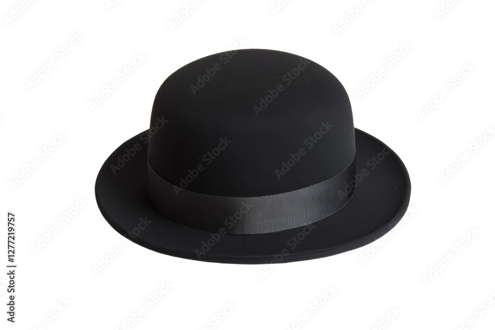 Black hat with a black ribbon around it, isolated Black hat with a black ribbon around it, isolated