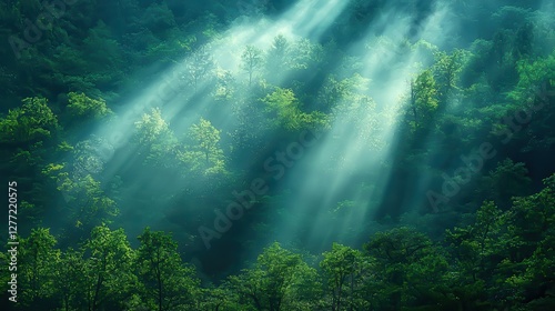 Wallpaper Mural No People in California's San Bernardino National Forest with Sunlight Streaming Through Trees Torontodigital.ca