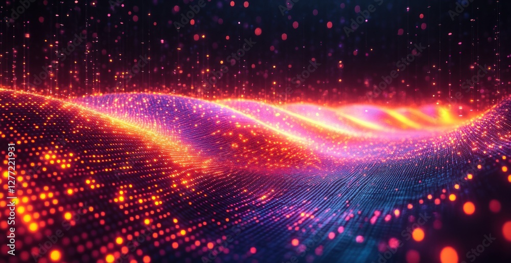 Fiber Optic Cables in Cybernetic Environment High-Tech Aesthetic Neon Colors Glowing Effect Fiber Optic Cables in Cybernetic Environment High-Tech Aesthetic Neon Colors Glowing Effect