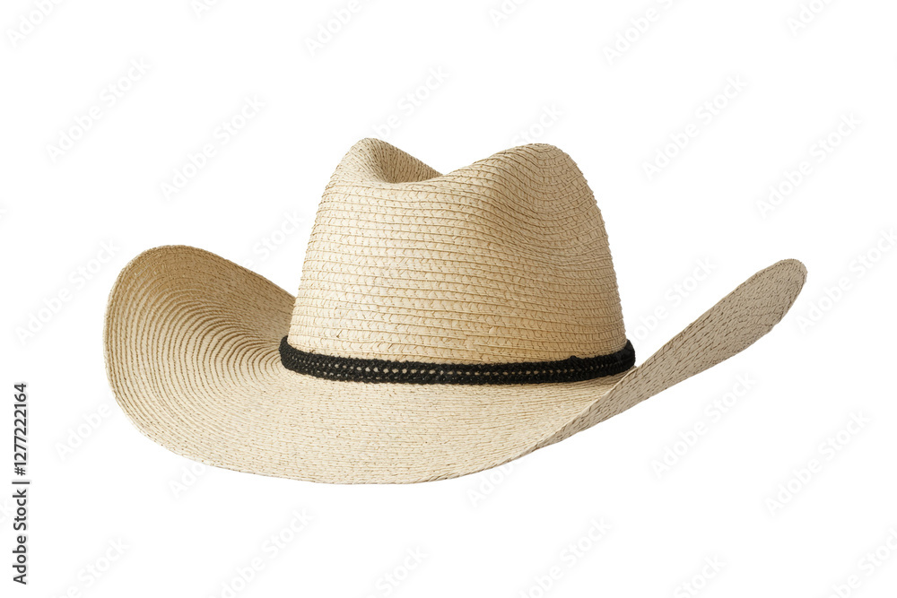 Cowboy hat with a black band around the base, isolated Cowboy hat with a black band around the base, isolated