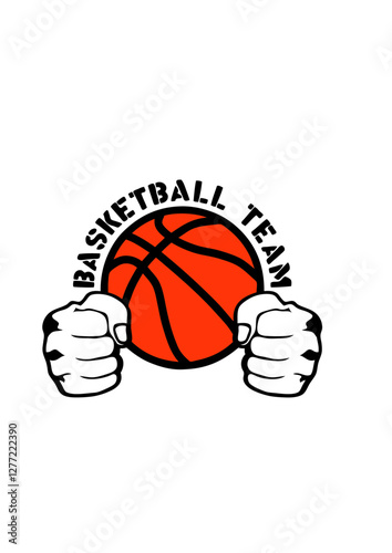 basketball team poing ferme frappe logo ballon