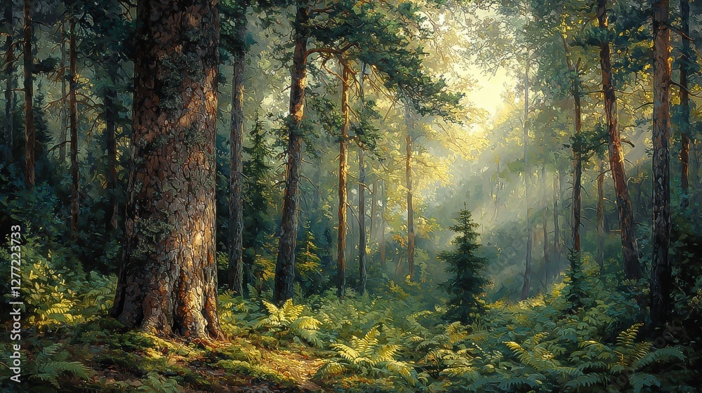 Obraz premium Timberland Tree Planting in the Forest