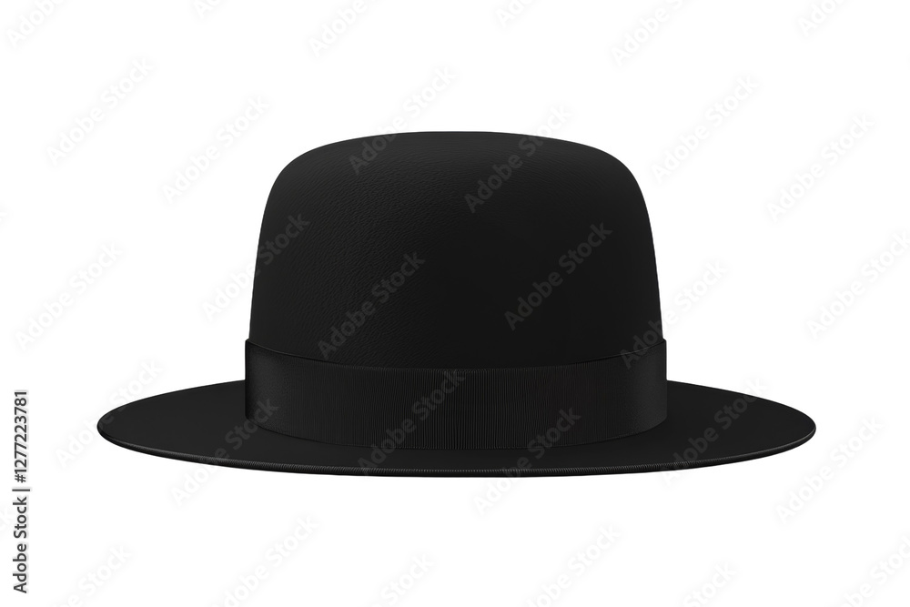 Black hat with a black ribbon around it, isolated Black hat with a black ribbon around it, isolated