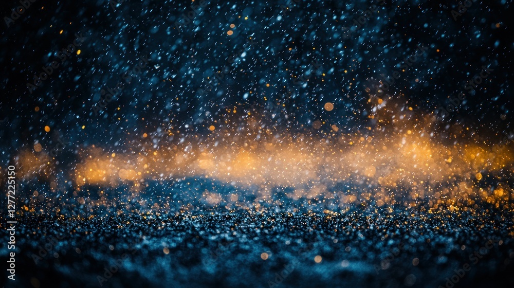 Dark, shimmering, glitter background with golden lights Dark, shimmering, glitter background with golden lights