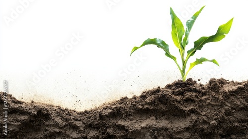 Toxic fertilizer damaging soil health on a farm. Featuring environmental destruction and poor crop growth