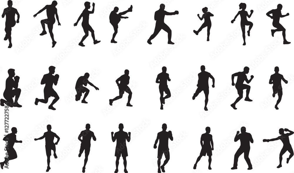 Aerobics and Cardio Silhouette on White Background Aerobics and Cardio Silhouette on White Background