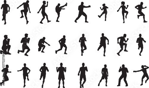 Aerobics and Cardio Silhouette on White Background