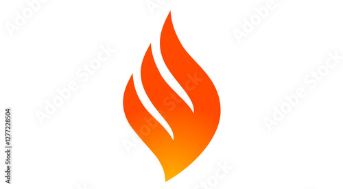 Fire, flame, bonfire. Flame fire icon, abstract style on white background. Flat burn fire symbol, bonfire sign, flame campfire emoji. Camping fireball minimal graphic style. Vector Illustration