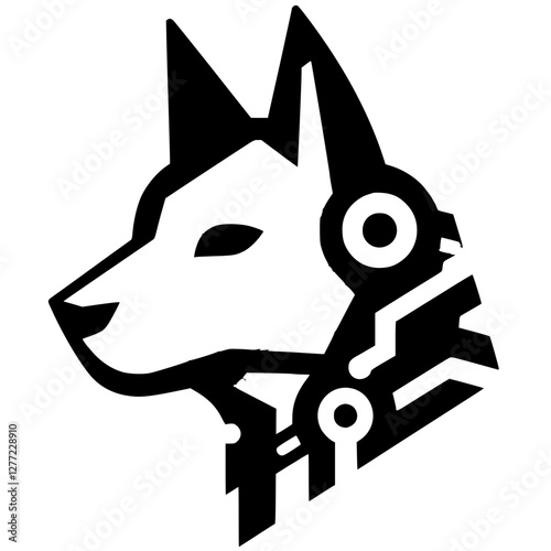 Silhouette of a wolf robot head
