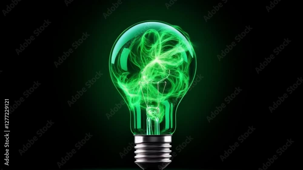 Green light bulb animation in ecology concept Green light bulb animation in ecology concept
