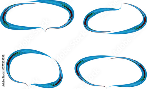 dark blue colorful creative thick speech bubbles set
