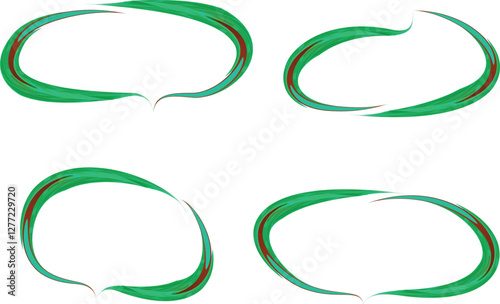 green colorful creative thick speech bubbles set