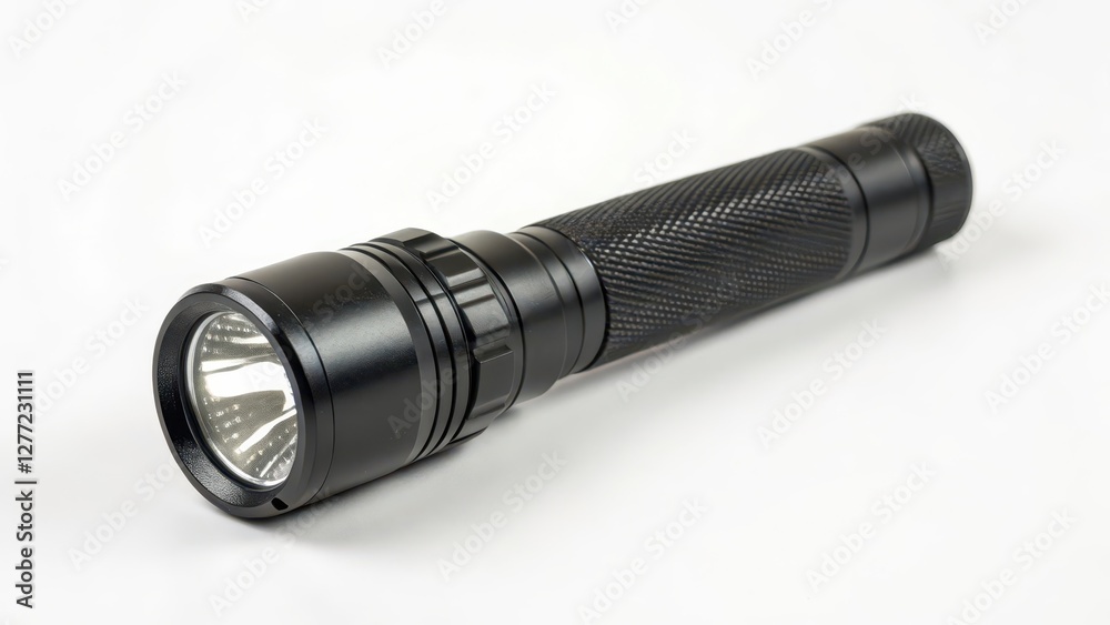 Black Flashlight on White Background Black Flashlight on White Background