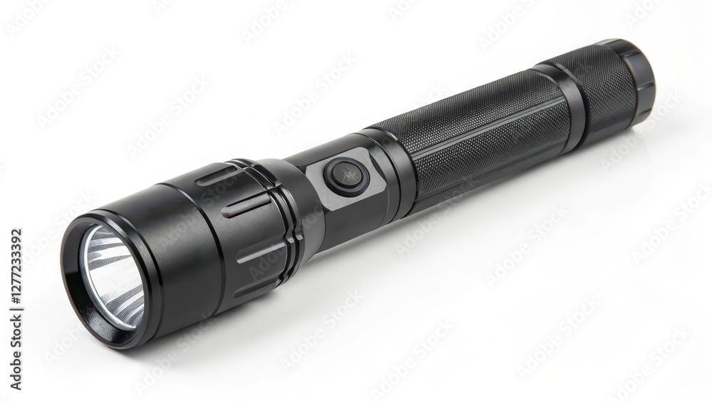 Black Flashlight on White Background Black Flashlight on White Background