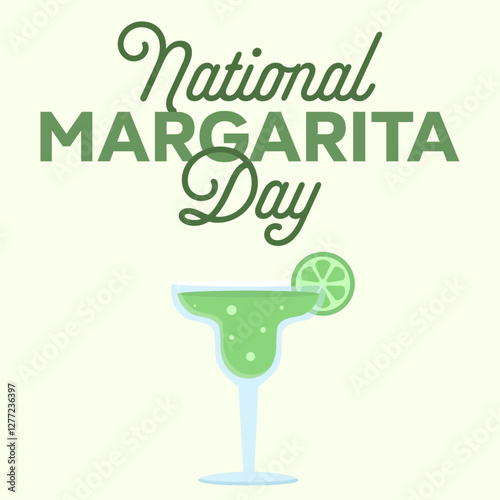 National margarita day celebration. Green cocktail with a lime. Vector illustration for social media or promotional materials.