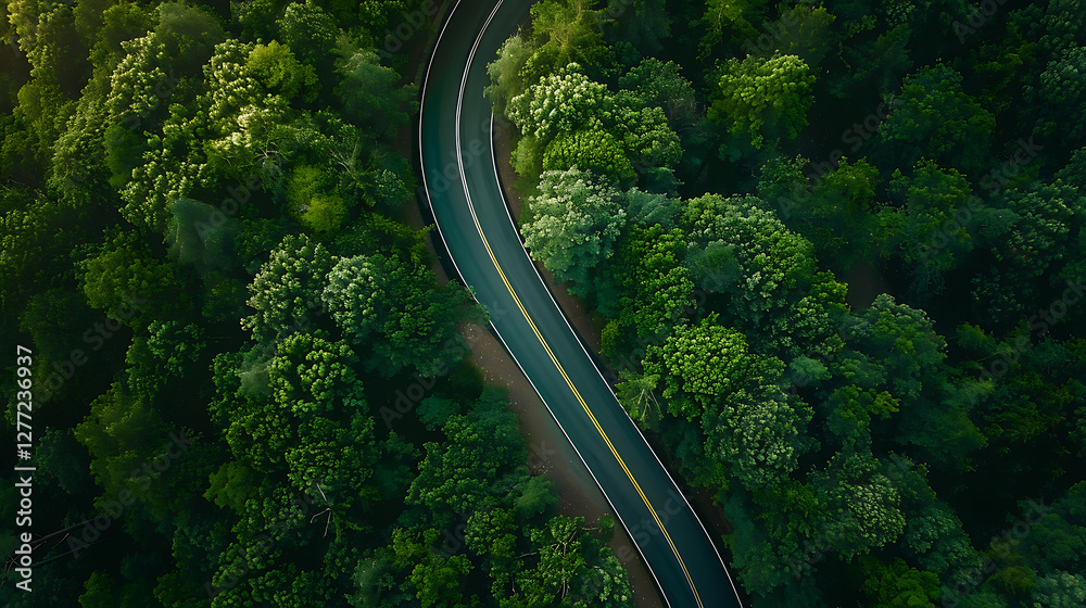 Aerial View of Tree-Lined Road Aerial View of Tree-Lined Road