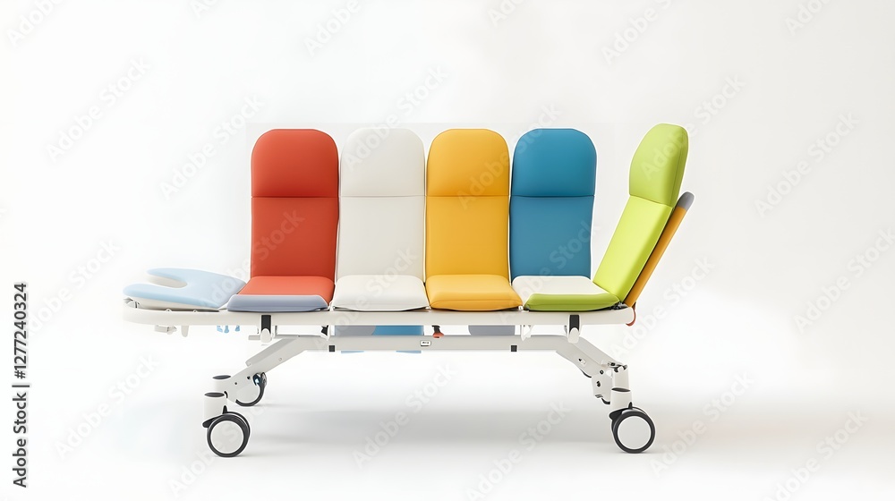 Fototapeta premium Vibrant and modern pediatric emergency stretcher with a colorful child friendly design to provide comfort and care for young patients during medical emergencies or treatments