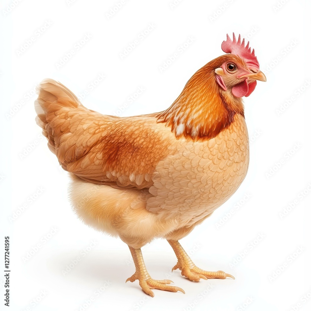 Fototapeta premium Capture the essence of isolation with this hen, showcasing its stunning colors and unique texture in a serene backdrop.