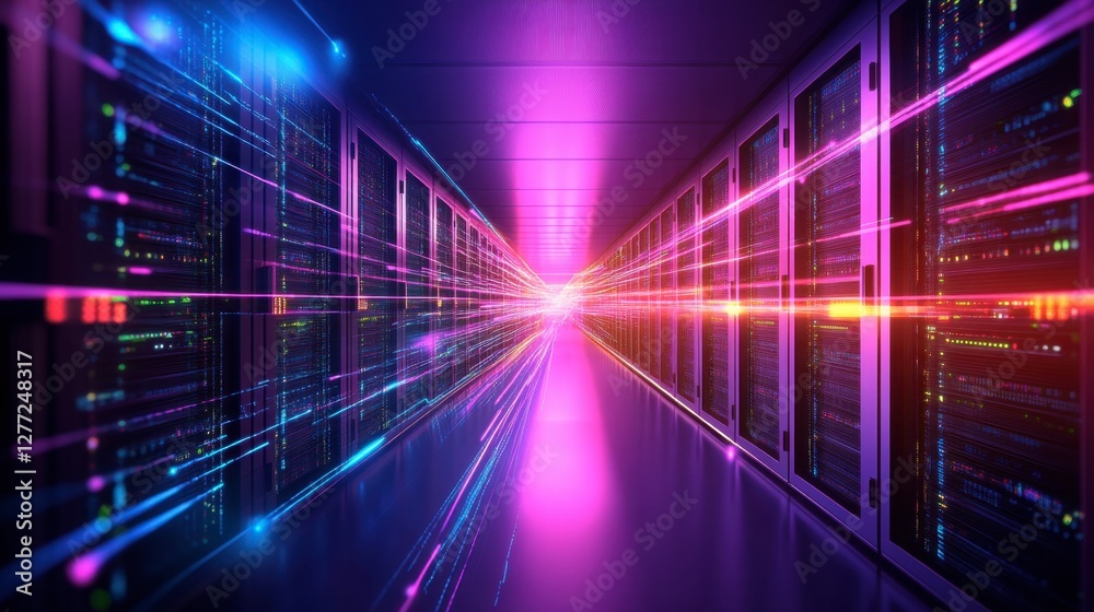 custom made wallpaper toronto digitalAbstract cyber-themed background with neon data streams flowing between high-tech skyscrapers.