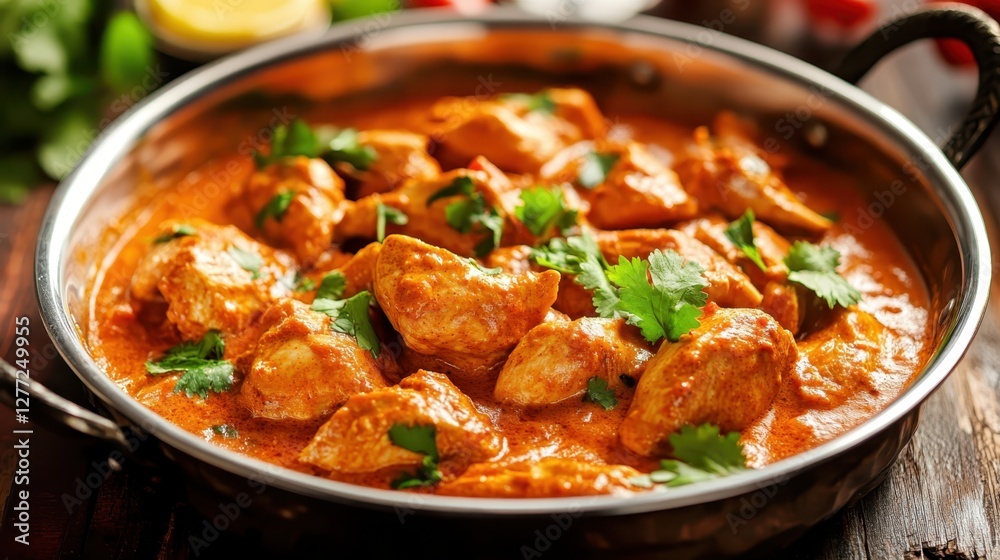 Authentic Indian butter chicken curry in balti dish
Authentic Indian butter chicken curry in balti dish