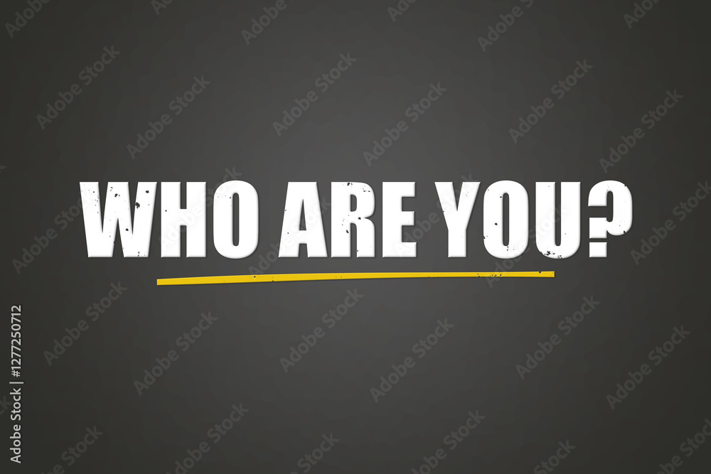 Obraz premium who are you. A blackboard with white text. Illustration with grunge text style.