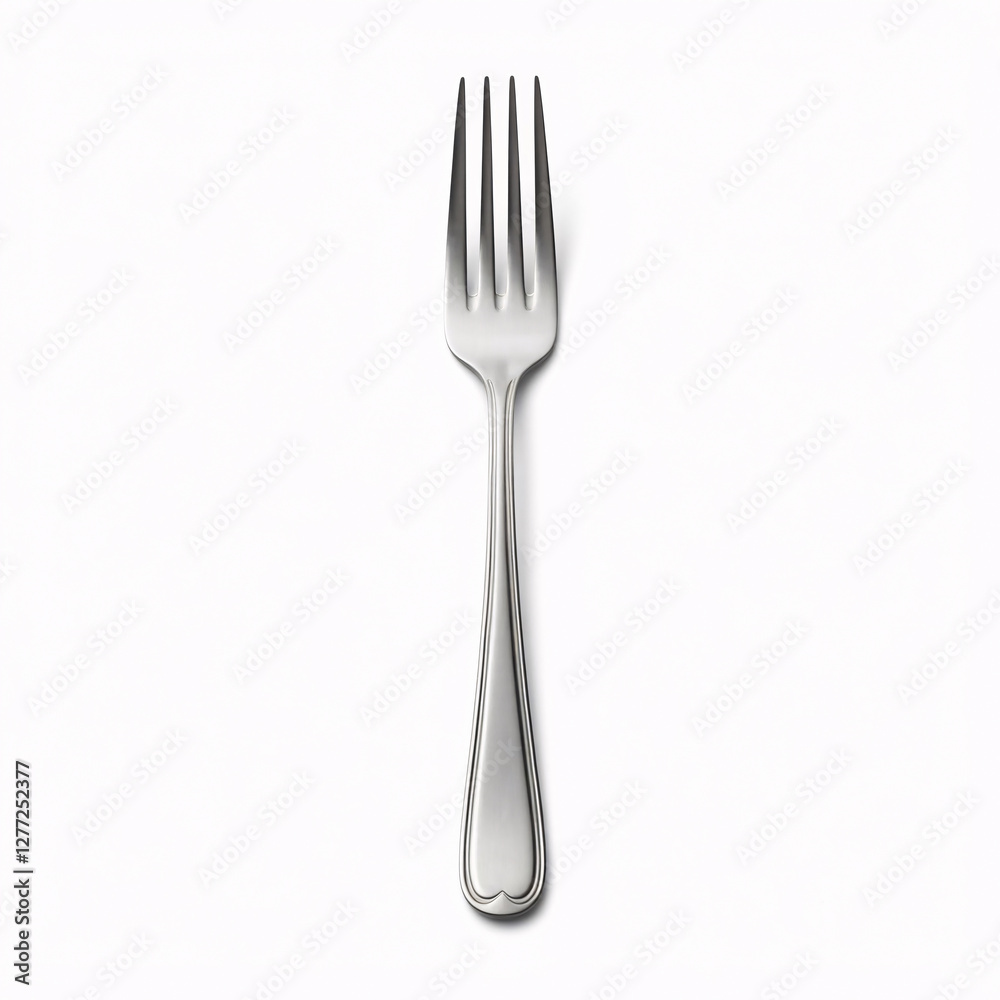 crome plate Fork isolated on a white background. 3d render illustration front view crome plate Fork isolated on a white background. 3d render illustration front view