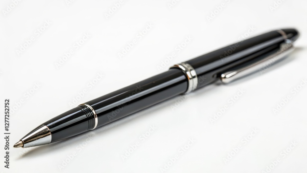 Black Ballpoint Pen on White Background Black Ballpoint Pen on White Background