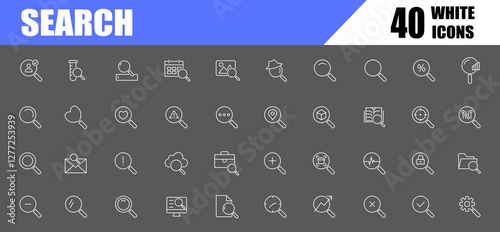 Search engine optimization thin line icons set. seo icon collection. Search optimization symbol. White line icons.