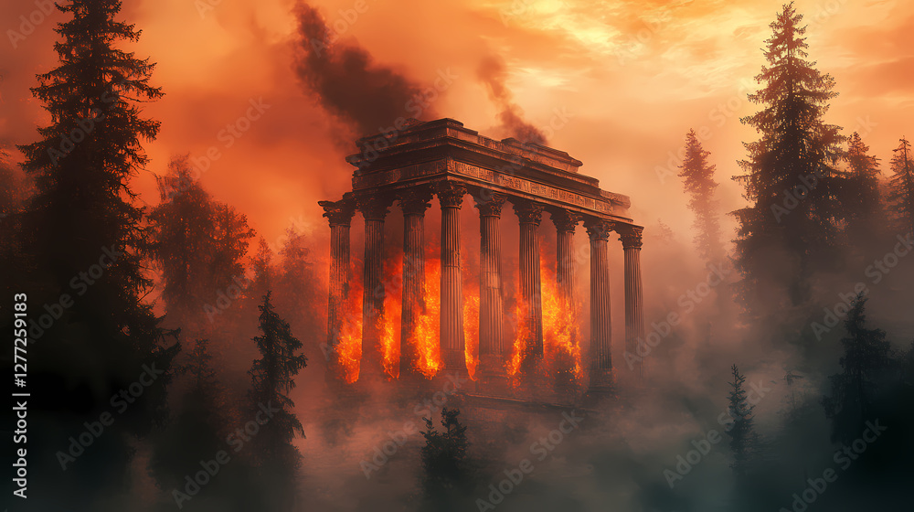Fototapeta premium majestic temple ancient columns ruined