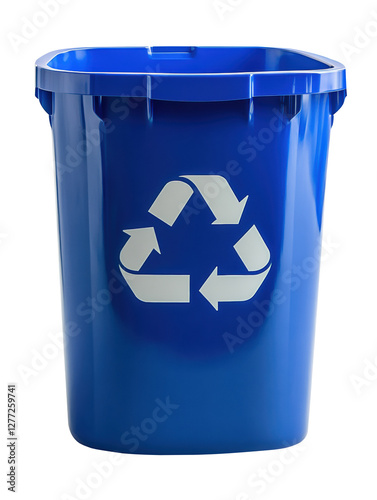 Blue Open-Top Recycling Bin with White Recycling Symbol
