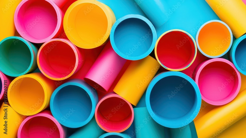 Colorful Tubes in Bright Shades of Pink, Blue, Yellow and Orange Colorful Tubes in Bright Shades of Pink, Blue, Yellow and Orange