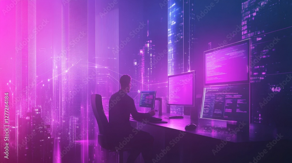 Cybersecurity experts monitoring AI-driven data protection systems in a modern control room. Cybersecurity experts monitoring AI-driven data protection systems in a modern control room.