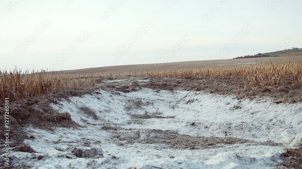 Toxic fertilizer overuse resulting in barren farmland. Featuring soil erosion and crop failure Toxic fertilizer overuse resulting in barren farmland. Featuring soil erosion and crop failure