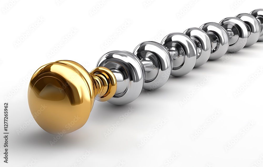 A golden chess piece falling among a line of silver pawns on a white background, conveying a concept of business success and strategic thinking A golden chess piece falling among a line of silver pawns on a white background, conveying a concept of business success and strategic thinking