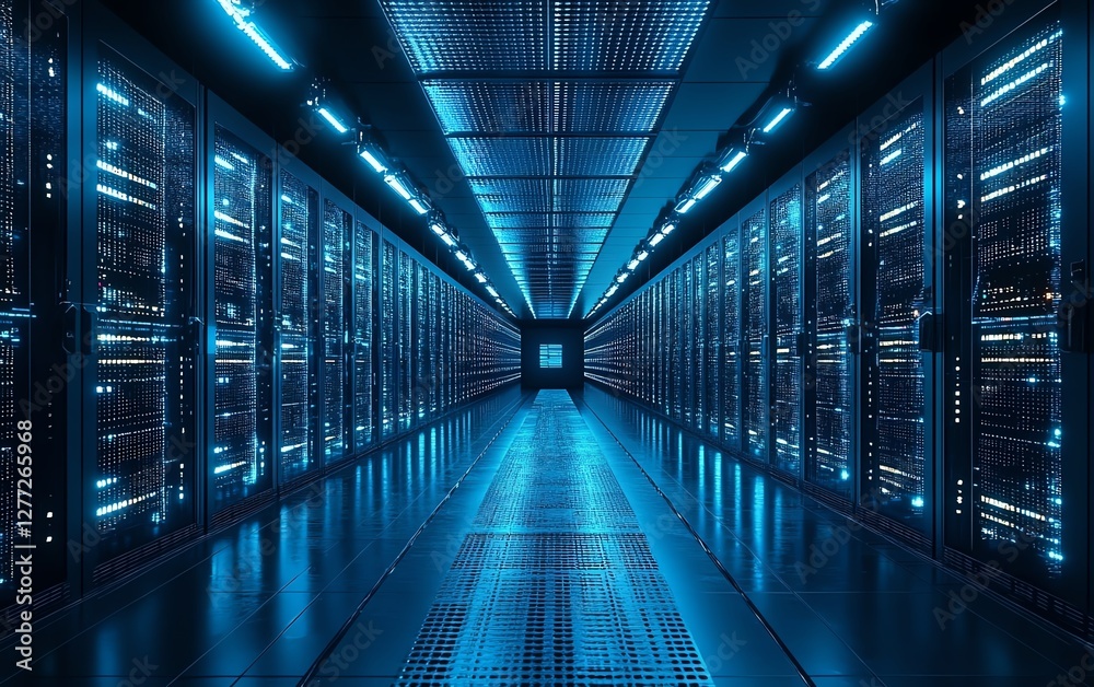Fototapeta premium Cybersecurity with data protection and access control, secure digital vaults, hightech encryption, advanced access management, AIpowered security systems, modern cyber defense