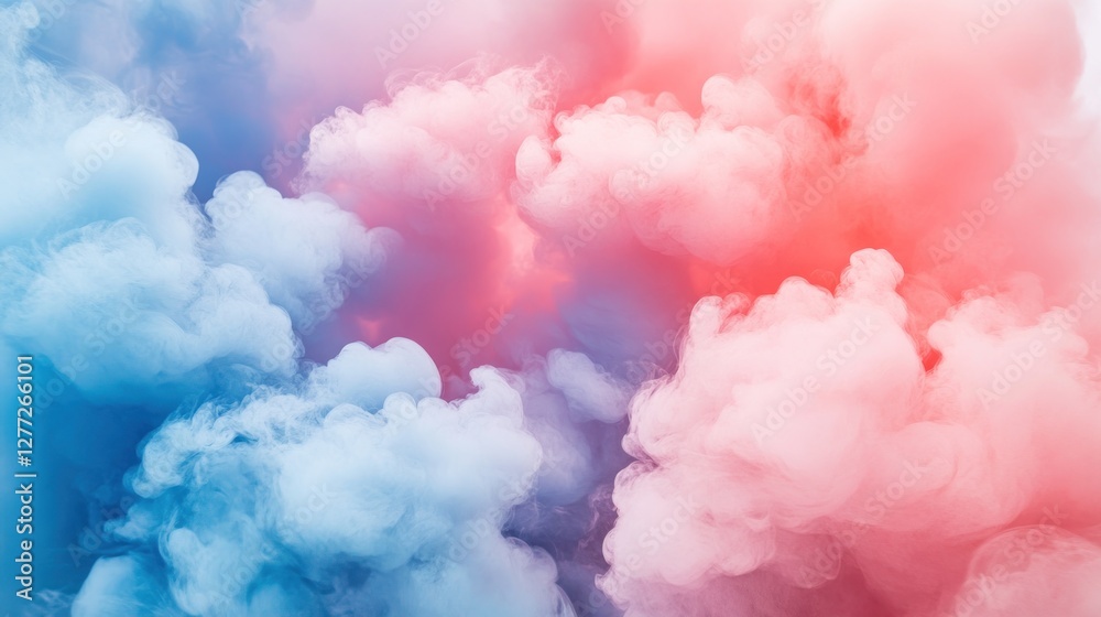 Fototapeta premium Abstract pastel pink and blue smoke clouds. (3)